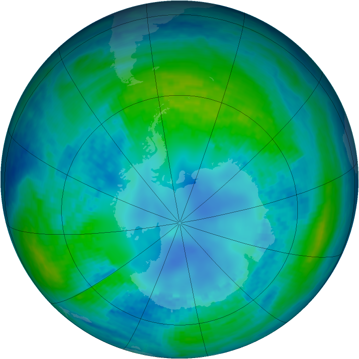 Antarctic ozone map for 27 April 2003
